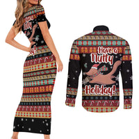 Have A Nutty Holiday Christmas Couples Matching Short Sleeve Bodycon Dress and Long Sleeve Button Shirt Xmas Holiday Patterns - Wonder Print Shop