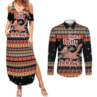 Have A Nutty Holiday Christmas Couples Matching Summer Maxi Dress and Long Sleeve Button Shirt Xmas Holiday Patterns - Wonder Print Shop