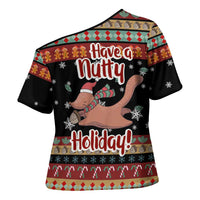 Have A Nutty Holiday Christmas Cross Shoulder Shirt Xmas Holiday Patterns - Wonder Print Shop