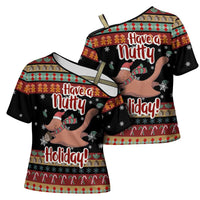 Have A Nutty Holiday Christmas Cross Shoulder Shirt Xmas Holiday Patterns - Wonder Print Shop
