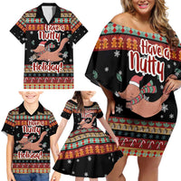 Have A Nutty Holiday Christmas Family Matching Off Shoulder Short Dress and Hawaiian Shirt Xmas Holiday Patterns - Wonder Print Shop