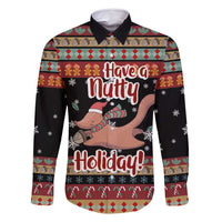 Have A Nutty Holiday Christmas Family Matching Off Shoulder Short Dress and Hawaiian Shirt Xmas Holiday Patterns - Wonder Print Shop