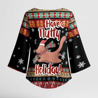 Have A Nutty Holiday Christmas Kimono Sleeve Blouse Xmas Holiday Patterns - Wonder Print Shop