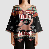 Have A Nutty Holiday Christmas Kimono Sleeve Blouse Xmas Holiday Patterns - Wonder Print Shop