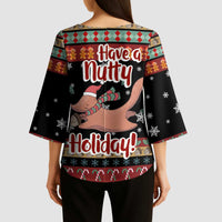 Have A Nutty Holiday Christmas Kimono Sleeve Blouse Xmas Holiday Patterns - Wonder Print Shop