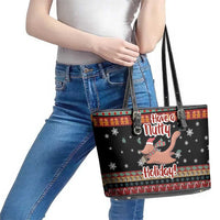 Have A Nutty Holiday Christmas Leather Tote Bag Xmas Holiday Patterns - Wonder Print Shop
