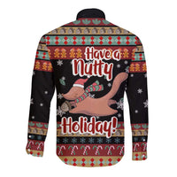 Have A Nutty Holiday Christmas Long Sleeve Button Shirt Xmas Holiday Patterns - Wonder Print Shop