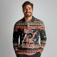 Have A Nutty Holiday Christmas Long Sleeve Polo Shirt Xmas Holiday Patterns - Wonder Print Shop