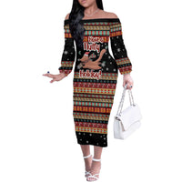 Have A Nutty Holiday Christmas Off The Shoulder Long Sleeve Dress Xmas Holiday Patterns - Wonder Print Shop