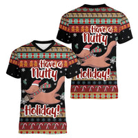 Have A Nutty Holiday Christmas Women V-Neck T-Shirt Xmas Holiday Patterns - Wonder Print Shop