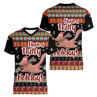 Have A Nutty Holiday Christmas Women V-Neck T-Shirt Xmas Holiday Patterns - Wonder Print Shop