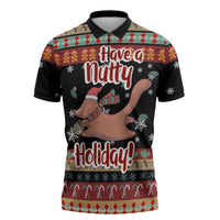 Have A Nutty Holiday Christmas Zipper Polo Shirt Xmas Holiday Patterns - Wonder Print Shop