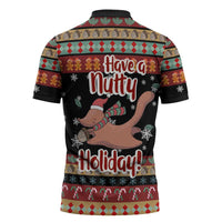 Have A Nutty Holiday Christmas Zipper Polo Shirt Xmas Holiday Patterns - Wonder Print Shop