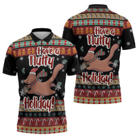 Have A Nutty Holiday Christmas Zipper Polo Shirt Xmas Holiday Patterns - Wonder Print Shop