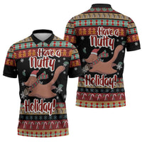 Have A Nutty Holiday Christmas Zipper Polo Shirt Xmas Holiday Patterns - Wonder Print Shop