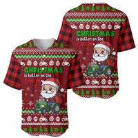 Tractor Santa Christmas Baseball Jersey Xmas Holiday Patterns - Wonder Print Shop