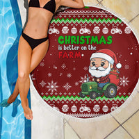 Tractor Santa Christmas Beach Blanket Xmas Holiday Patterns - Wonder Print Shop