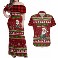 Tractor Santa Christmas Couples Matching Off Shoulder Maxi Dress and Hawaiian Shirt Xmas Holiday Patterns - Wonder Print Shop
