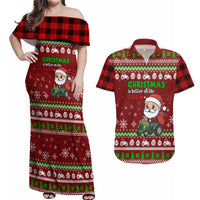 Tractor Santa Christmas Couples Matching Off Shoulder Maxi Dress and Hawaiian Shirt Xmas Holiday Patterns - Wonder Print Shop