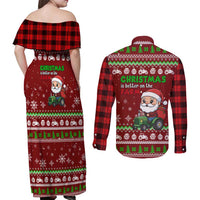Tractor Santa Christmas Couples Matching Off Shoulder Maxi Dress and Long Sleeve Button Shirt Xmas Holiday Patterns - Wonder Print Shop
