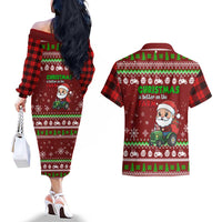 Tractor Santa Christmas Couples Matching Off The Shoulder Long Sleeve Dress and Hawaiian Shirt Xmas Holiday Patterns - Wonder Print Shop