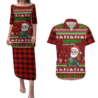 Tractor Santa Christmas Couples Matching Puletasi and Hawaiian Shirt Xmas Holiday Patterns - Wonder Print Shop