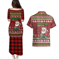 Tractor Santa Christmas Couples Matching Puletasi and Hawaiian Shirt Xmas Holiday Patterns - Wonder Print Shop