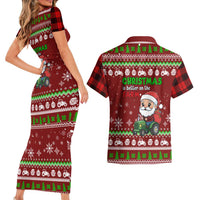 Tractor Santa Christmas Couples Matching Short Sleeve Bodycon Dress and Hawaiian Shirt Xmas Holiday Patterns - Wonder Print Shop