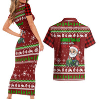 Tractor Santa Christmas Couples Matching Short Sleeve Bodycon Dress and Hawaiian Shirt Xmas Holiday Patterns - Wonder Print Shop