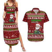 Tractor Santa Christmas Couples Matching Summer Maxi Dress and Hawaiian Shirt Xmas Holiday Patterns - Wonder Print Shop