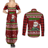 Tractor Santa Christmas Couples Matching Summer Maxi Dress and Long Sleeve Button Shirt Xmas Holiday Patterns - Wonder Print Shop