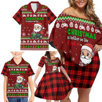 Tractor Santa Christmas Family Matching Off Shoulder Short Dress and Hawaiian Shirt Xmas Holiday Patterns - Wonder Print Shop