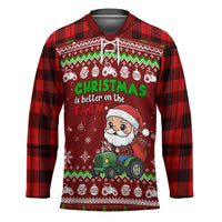 Tractor Santa Christmas Hockey Jersey Xmas Holiday Patterns - Wonder Print Shop