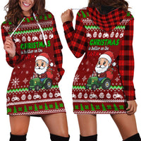 Tractor Santa Christmas Hoodie Dress Xmas Holiday Patterns - Wonder Print Shop
