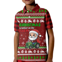 Tractor Santa Christmas Kid Polo Shirt Xmas Holiday Patterns - Wonder Print Shop