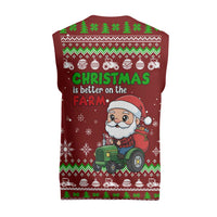Tractor Santa Christmas Knitted V-Neck Vest Xmas Holiday Patterns - Wonder Print Shop
