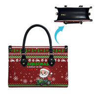 Tractor Santa Christmas Leather Bag Xmas Holiday Patterns - Wonder Print Shop