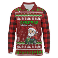 Tractor Santa Christmas Long Sleeve Polo Shirt Xmas Holiday Patterns - Wonder Print Shop