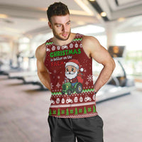 Tractor Santa Christmas Men Tank Top Xmas Holiday Patterns - Wonder Print Shop