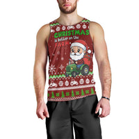 Tractor Santa Christmas Men Tank Top Xmas Holiday Patterns - Wonder Print Shop