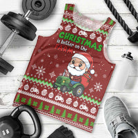 Tractor Santa Christmas Men Tank Top Xmas Holiday Patterns - Wonder Print Shop