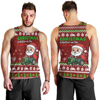 Tractor Santa Christmas Men Tank Top Xmas Holiday Patterns - Wonder Print Shop