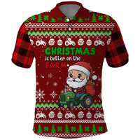 Tractor Santa Christmas Polo Shirt Xmas Holiday Patterns - Wonder Print Shop