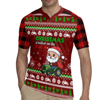 Tractor Santa Christmas Rugby Jersey Xmas Holiday Patterns - Wonder Print Shop