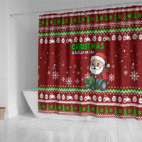 Tractor Santa Christmas Shower Curtain Xmas Holiday Patterns - Wonder Print Shop