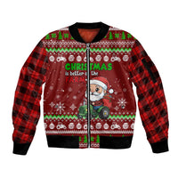 Tractor Santa Christmas Sleeve Zip Bomber Jacket Xmas Holiday Patterns - Wonder Print Shop