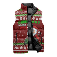 Tractor Santa Christmas Sleeveless Puffer Jacket Xmas Holiday Patterns - Wonder Print Shop