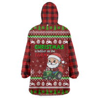 Tractor Santa Christmas Wearable Blanket Hoodie Xmas Holiday Patterns - Wonder Print Shop