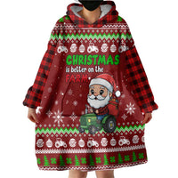 Tractor Santa Christmas Wearable Blanket Hoodie Xmas Holiday Patterns - Wonder Print Shop