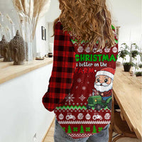 Tractor Santa Christmas Women Casual Shirt Xmas Holiday Patterns - Wonder Print Shop